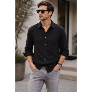 Standard JAMES PERSE Black Corduroy Long Sleeve Button Up Shirt Top  Mens Size 2